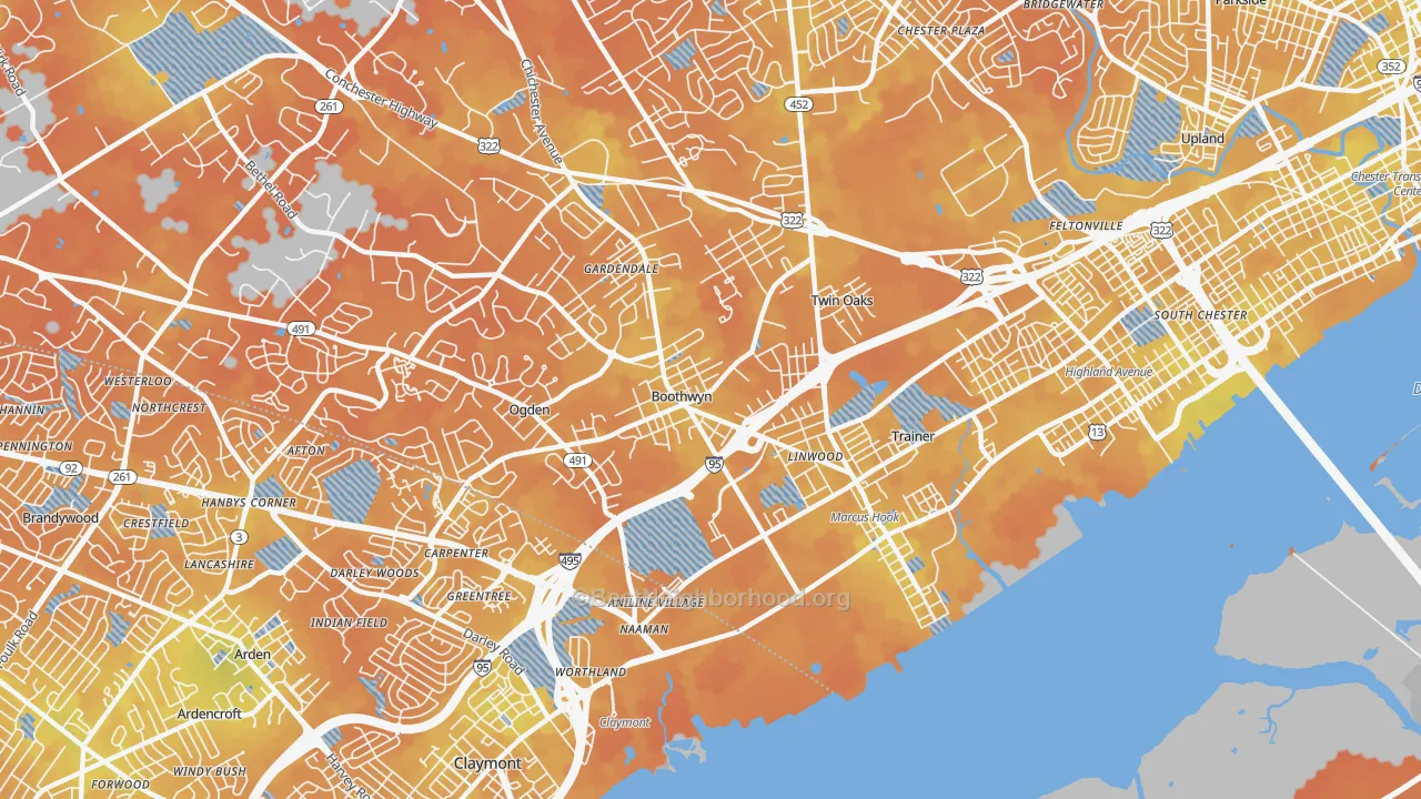 Bike Grade map of 19061, PA