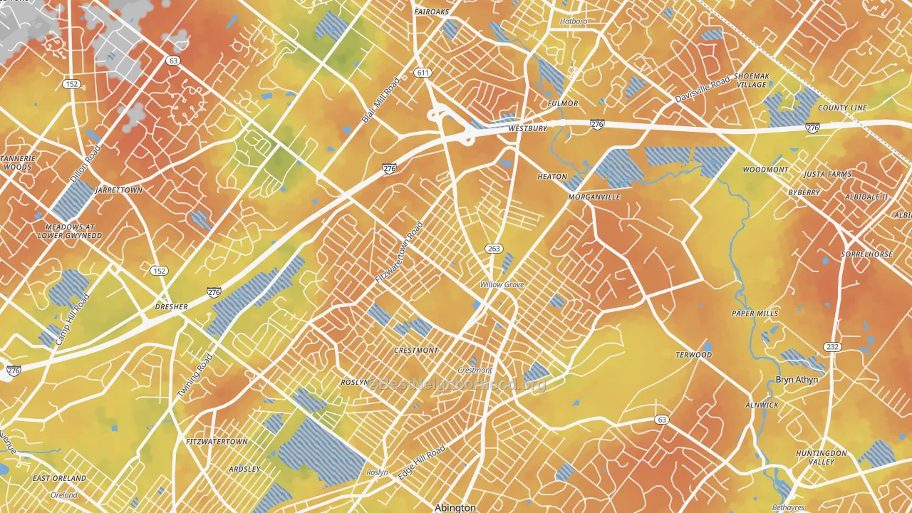 Bike Grade map of 19090, PA