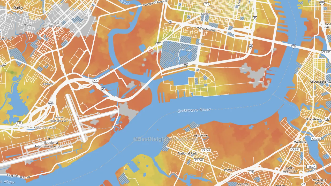 Bike Grade map of 19112, PA