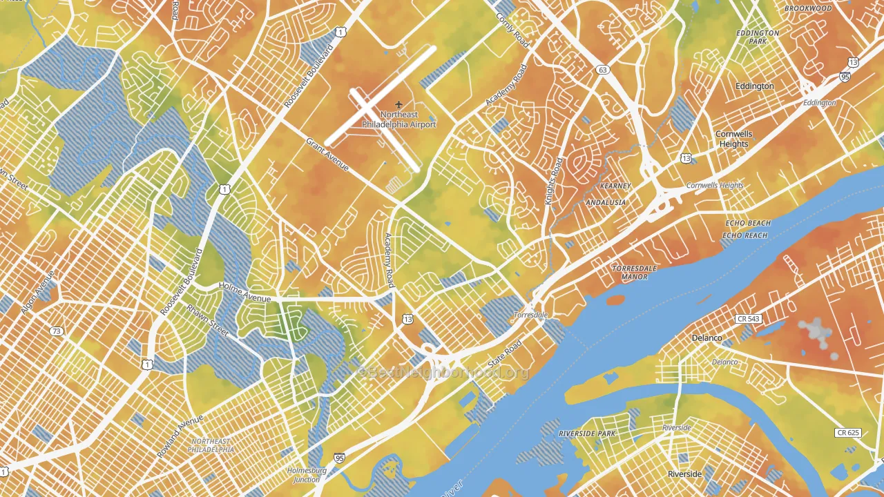 Bike Grade map of 19114, PA