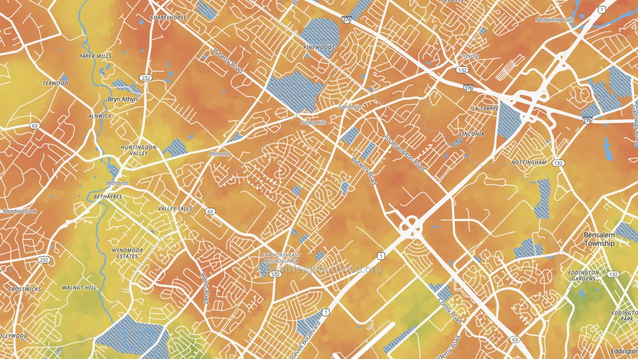 Bike Grade map of 19116, PA