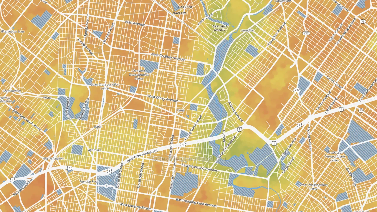 Bike Grade map of 19120, PA