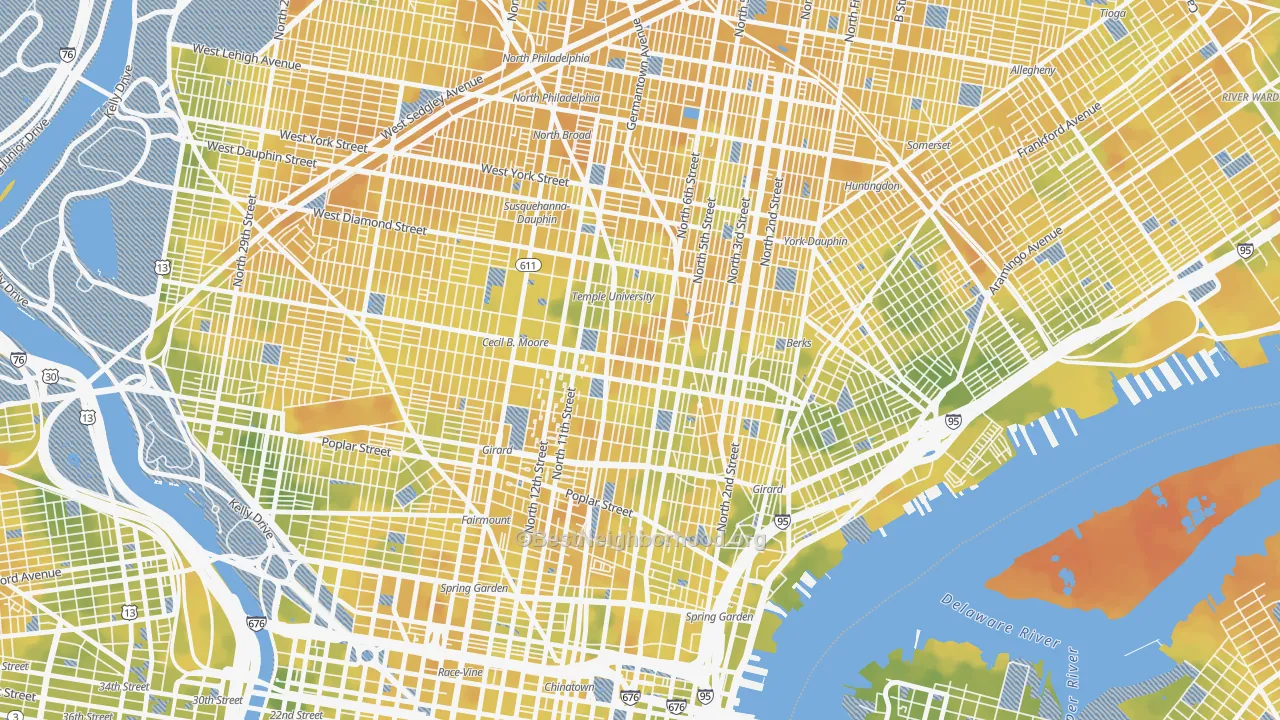 Bike Grade map of 19122, PA