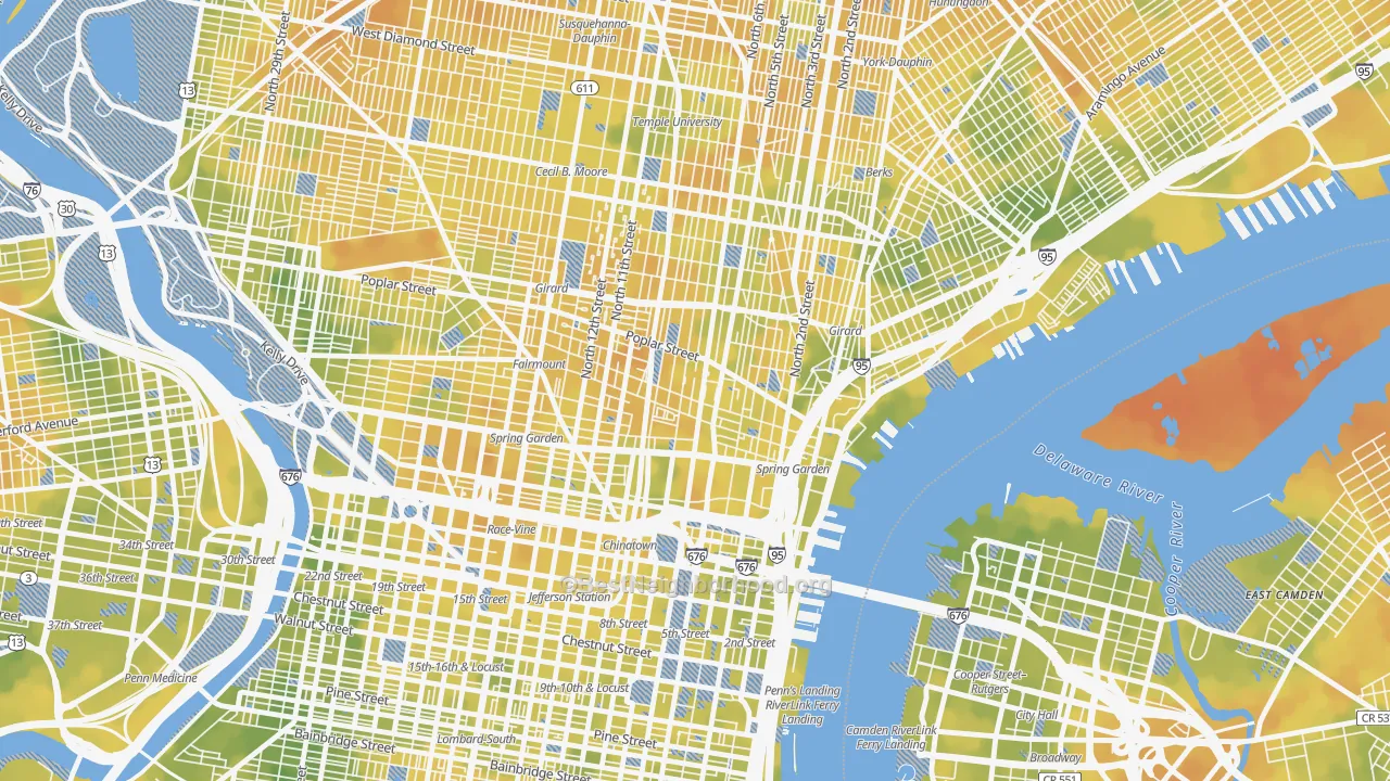 Bike Grade map of 19123, PA