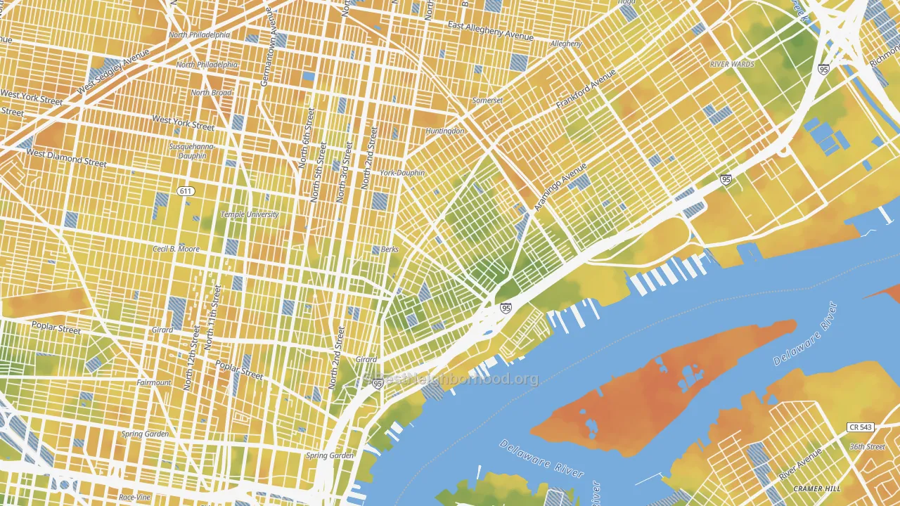 Bike Grade map of 19125, PA