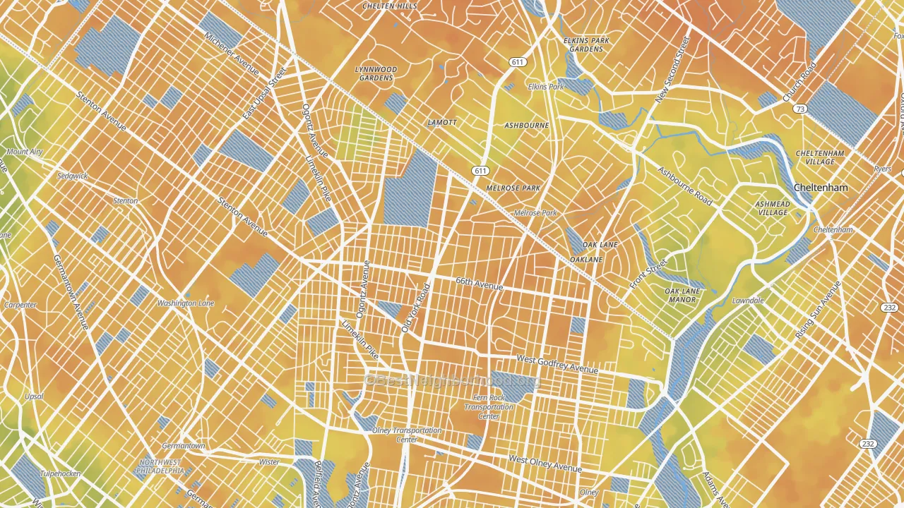 Bike Grade map of 19126, PA