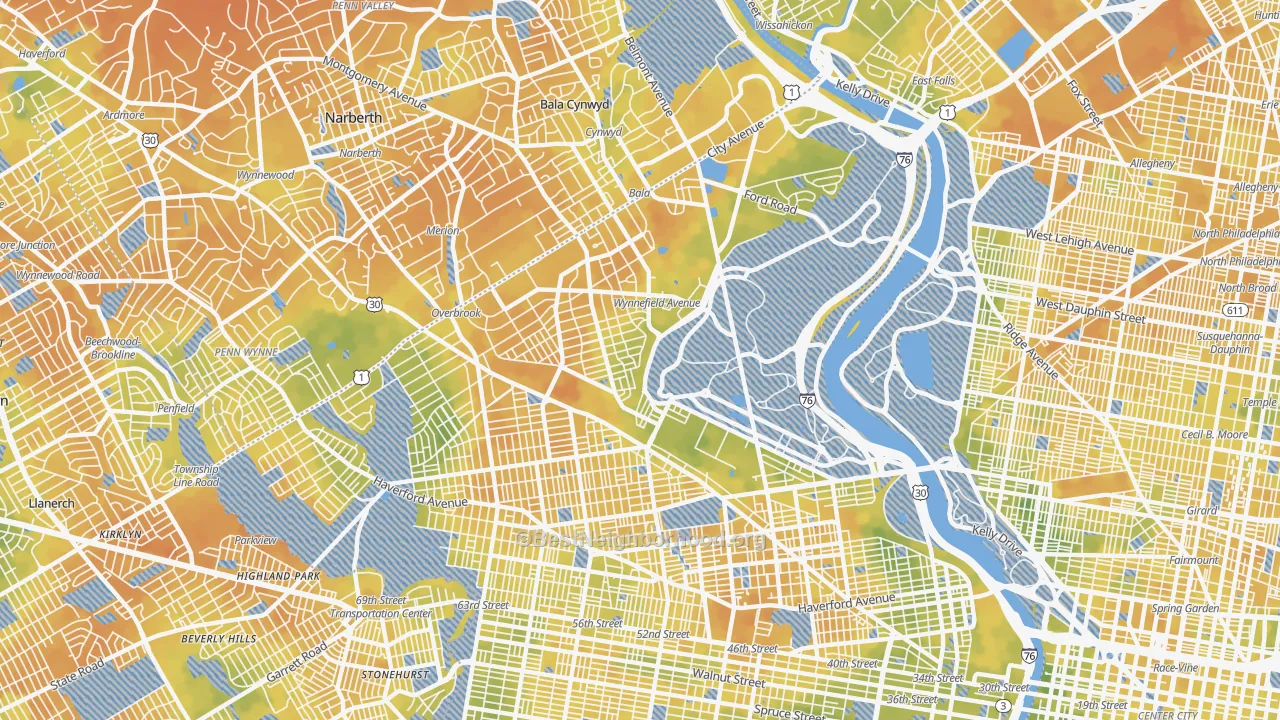 Bike Grade map of 19131, PA
