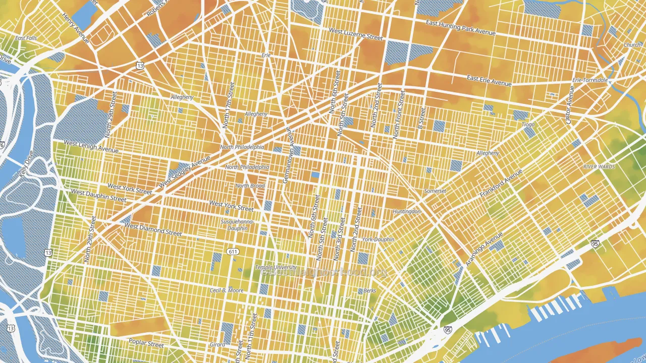 Bike Grade map of 19133, PA