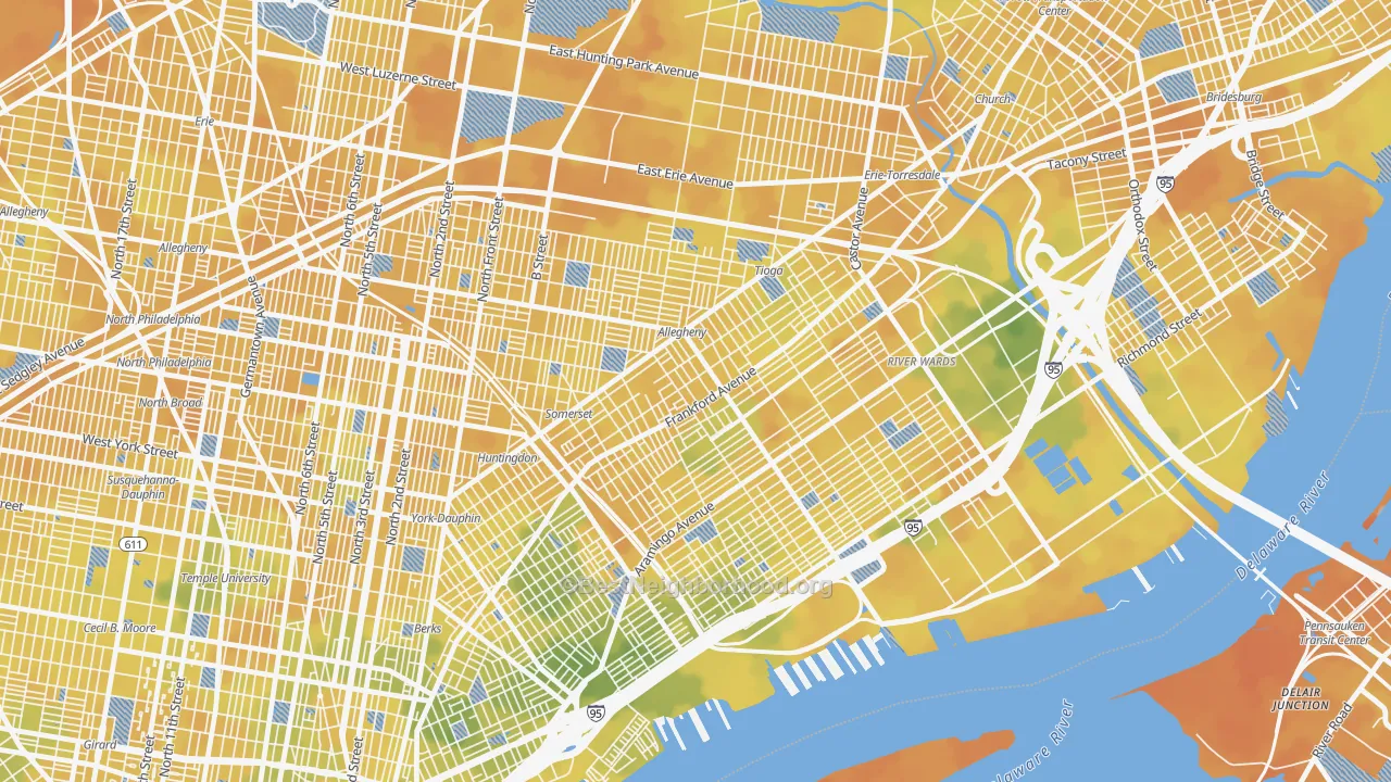 Bike Grade map of 19134, PA