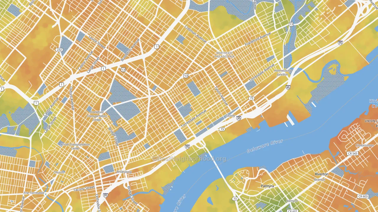 Bike Grade map of 19135, PA