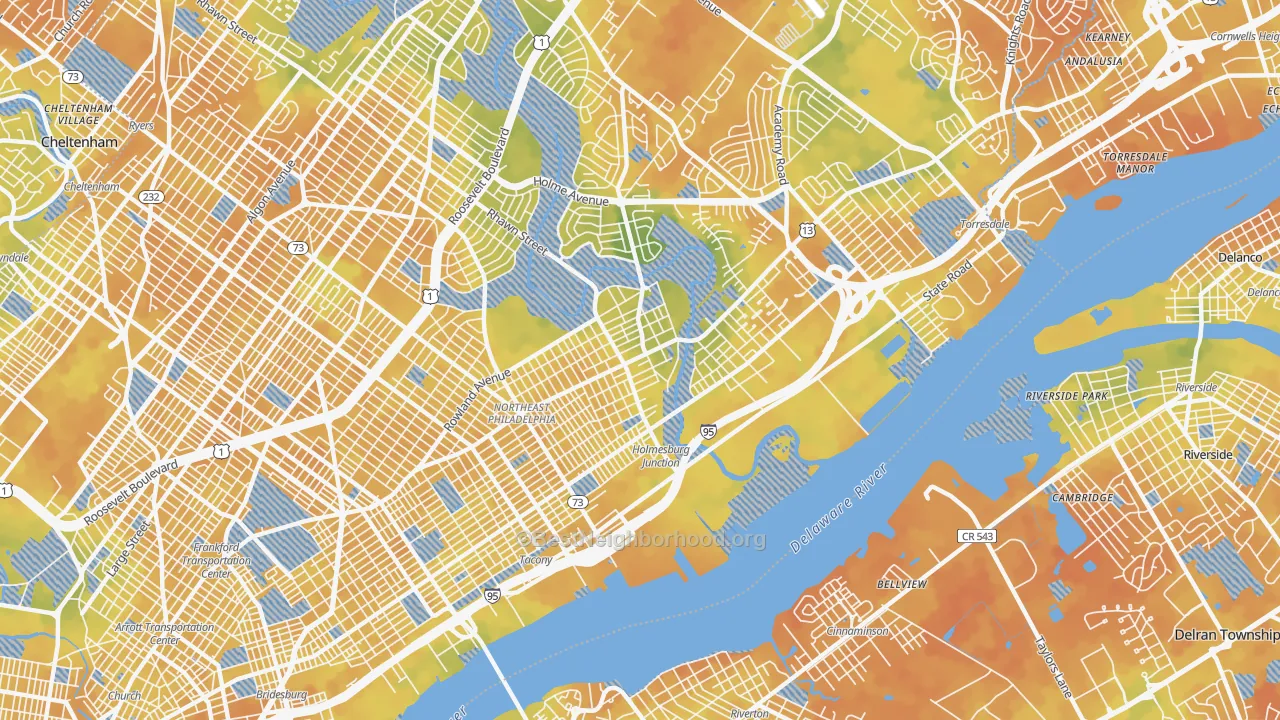 Bike Grade map of 19136, PA