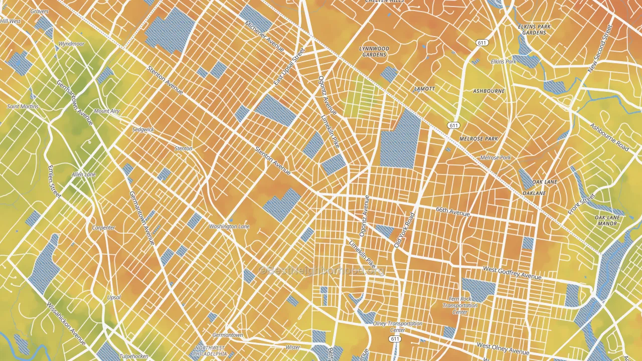 Bike Grade map of 19138, PA