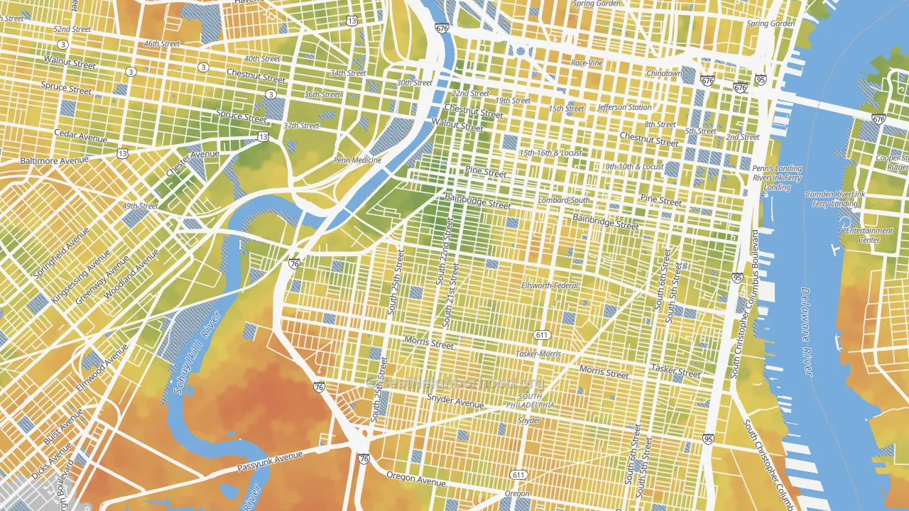 Bike Grade map of 19146, PA
