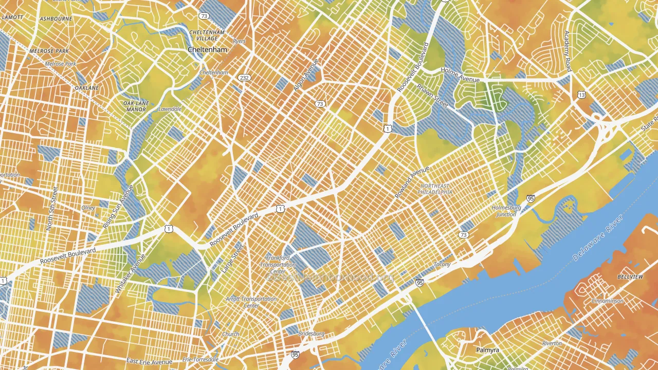 Bike Grade map of 19149, PA