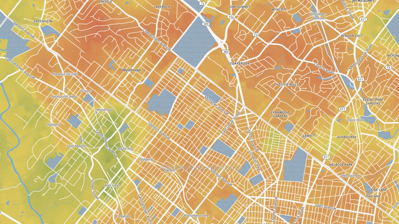 Bike Grade map of 19150, PA