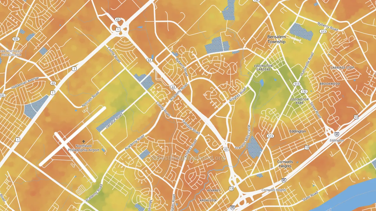 Bike Grade map of 19154, PA