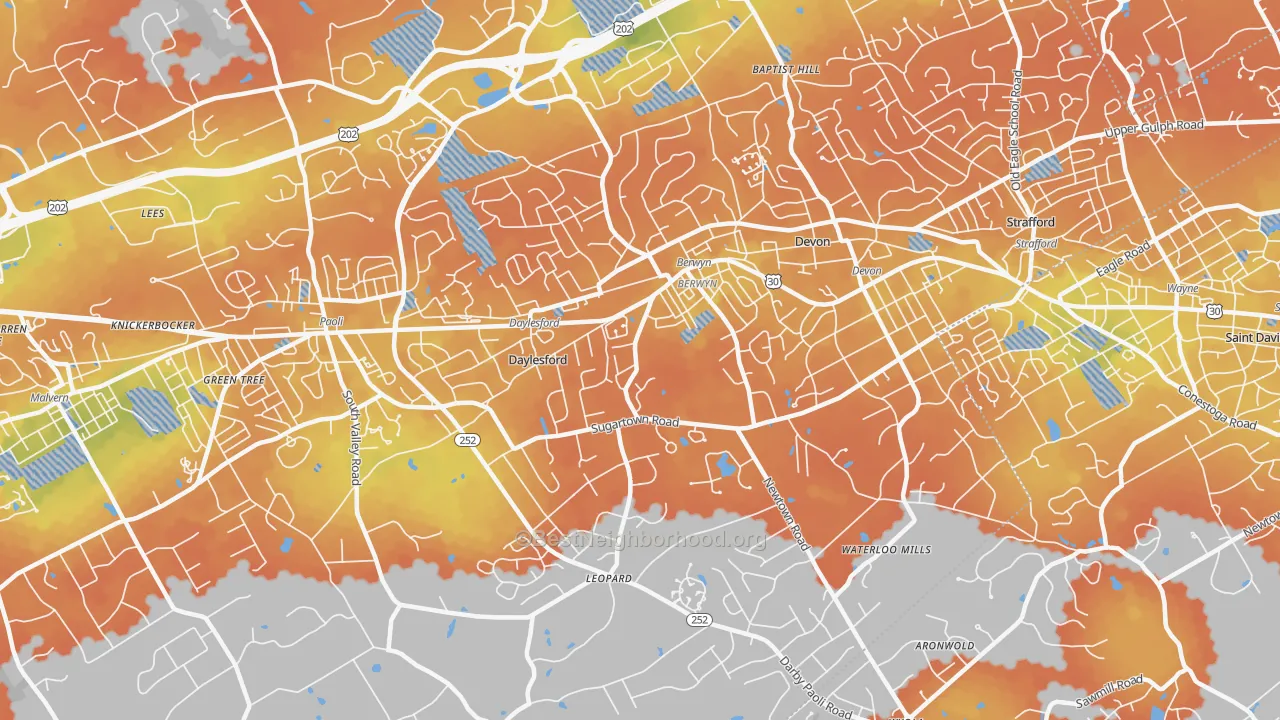 Bike Grade map of 19312, PA