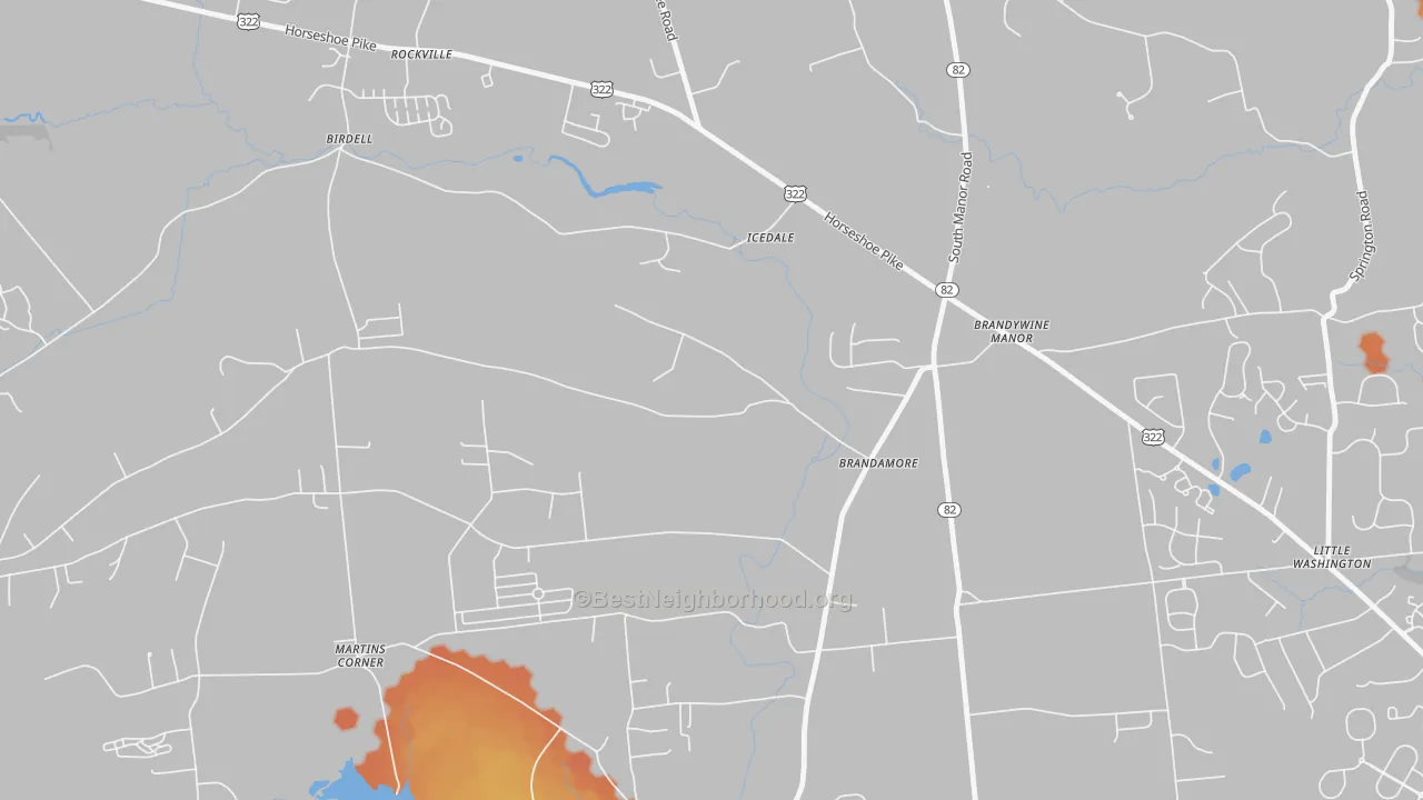 Bike Grade map of 19316, PA