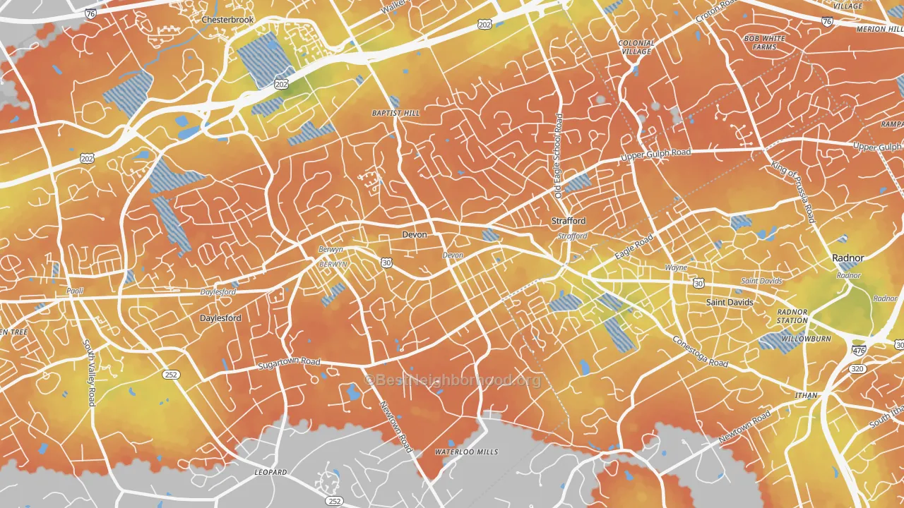 Bike Grade map of 19333, PA