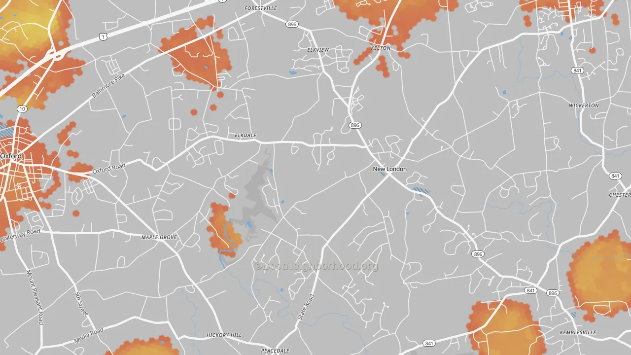 Bike Grade map of 19352, PA