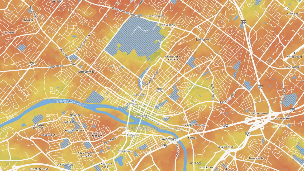 Bike Grade map of 19401, PA