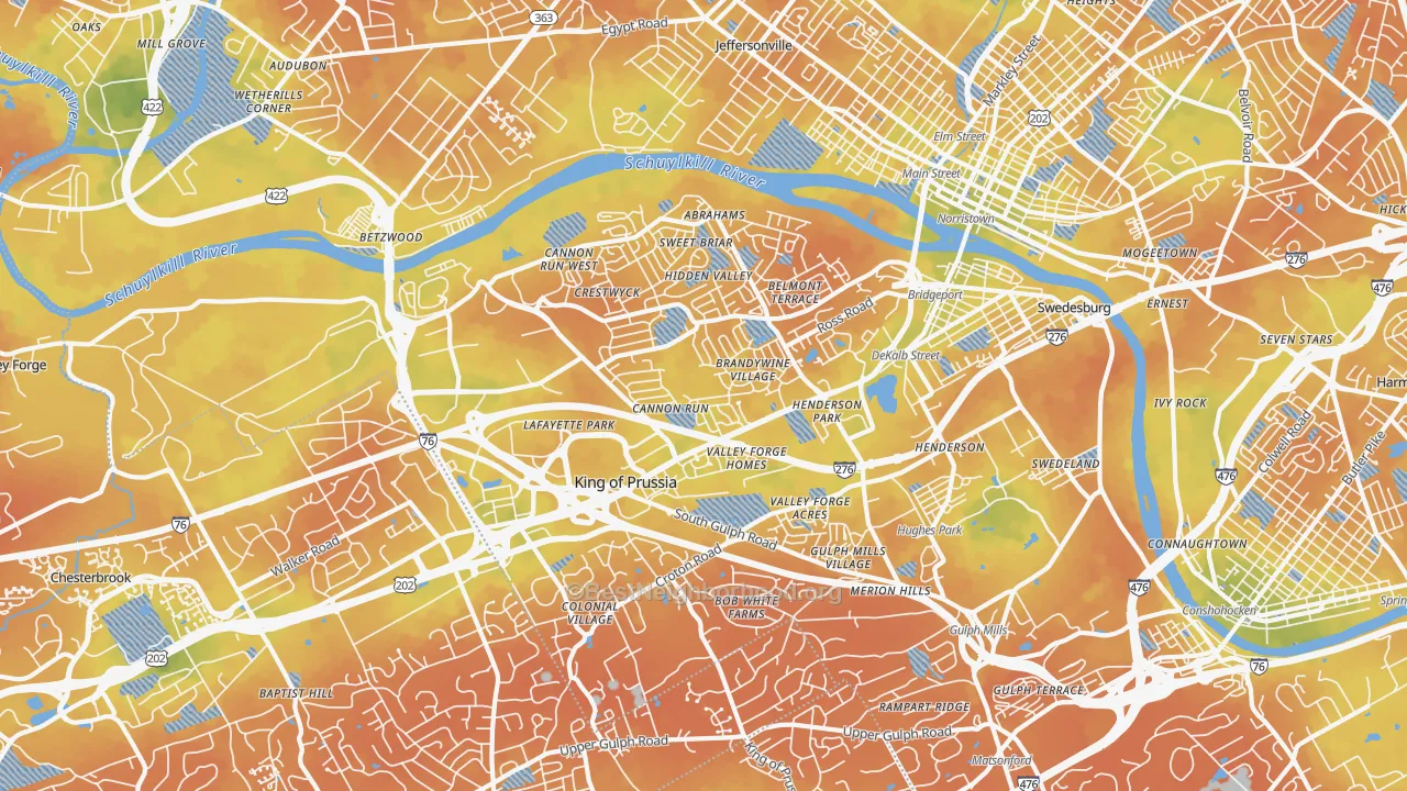 Bike Grade map of 19406, PA
