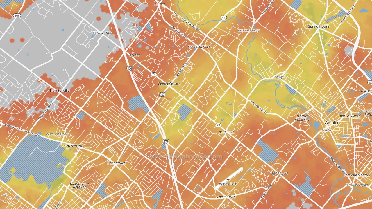 Bike Grade map of 19422, PA