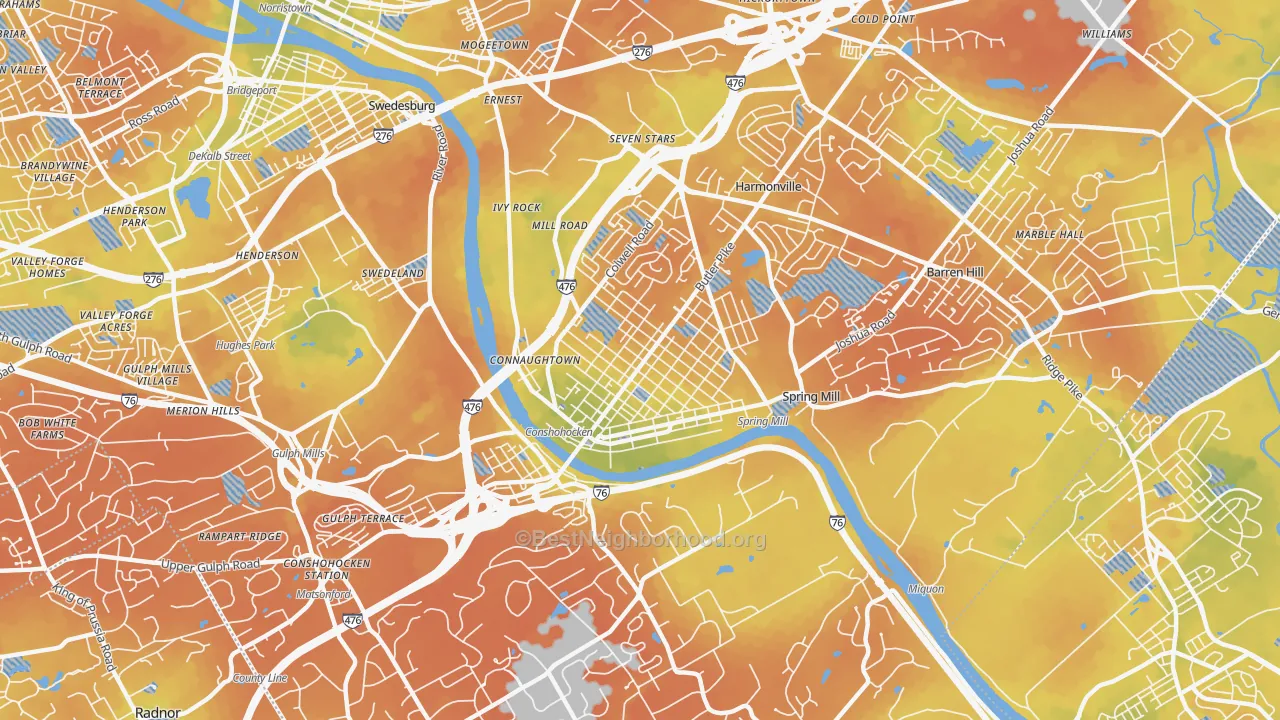 Bike Grade map of 19428, PA