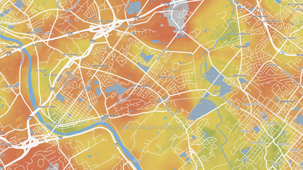 Bike Grade map of 19444, PA
