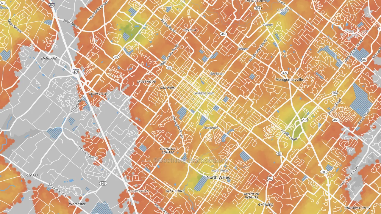 Bike Grade map of 19446, PA