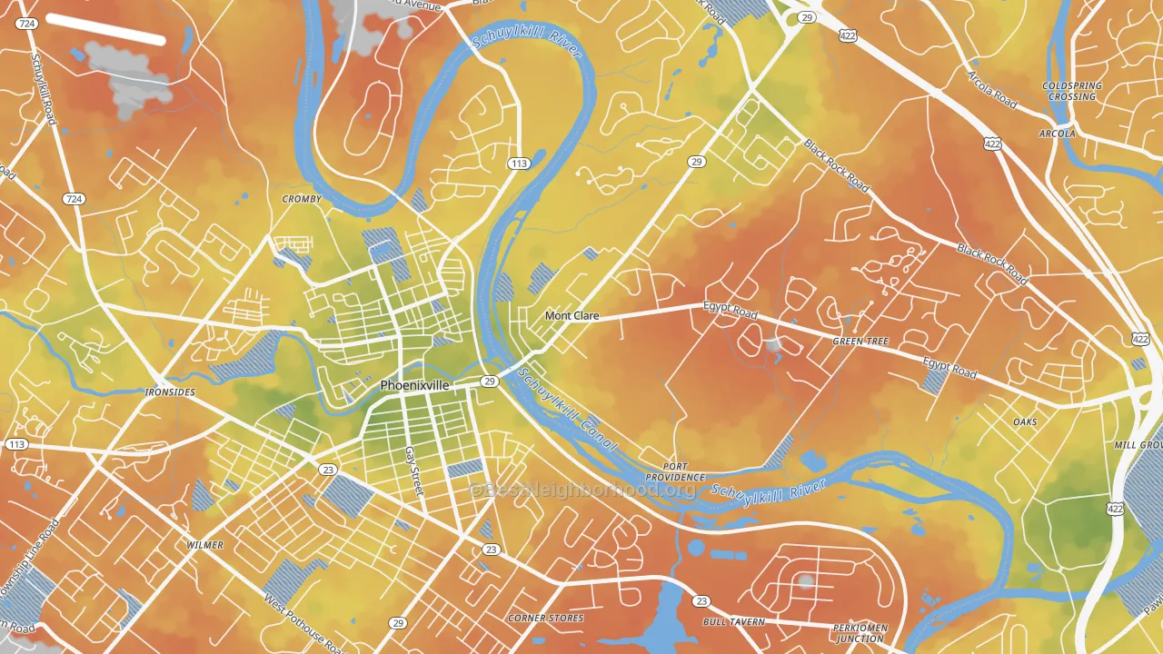 Bike Grade map of 19453, PA