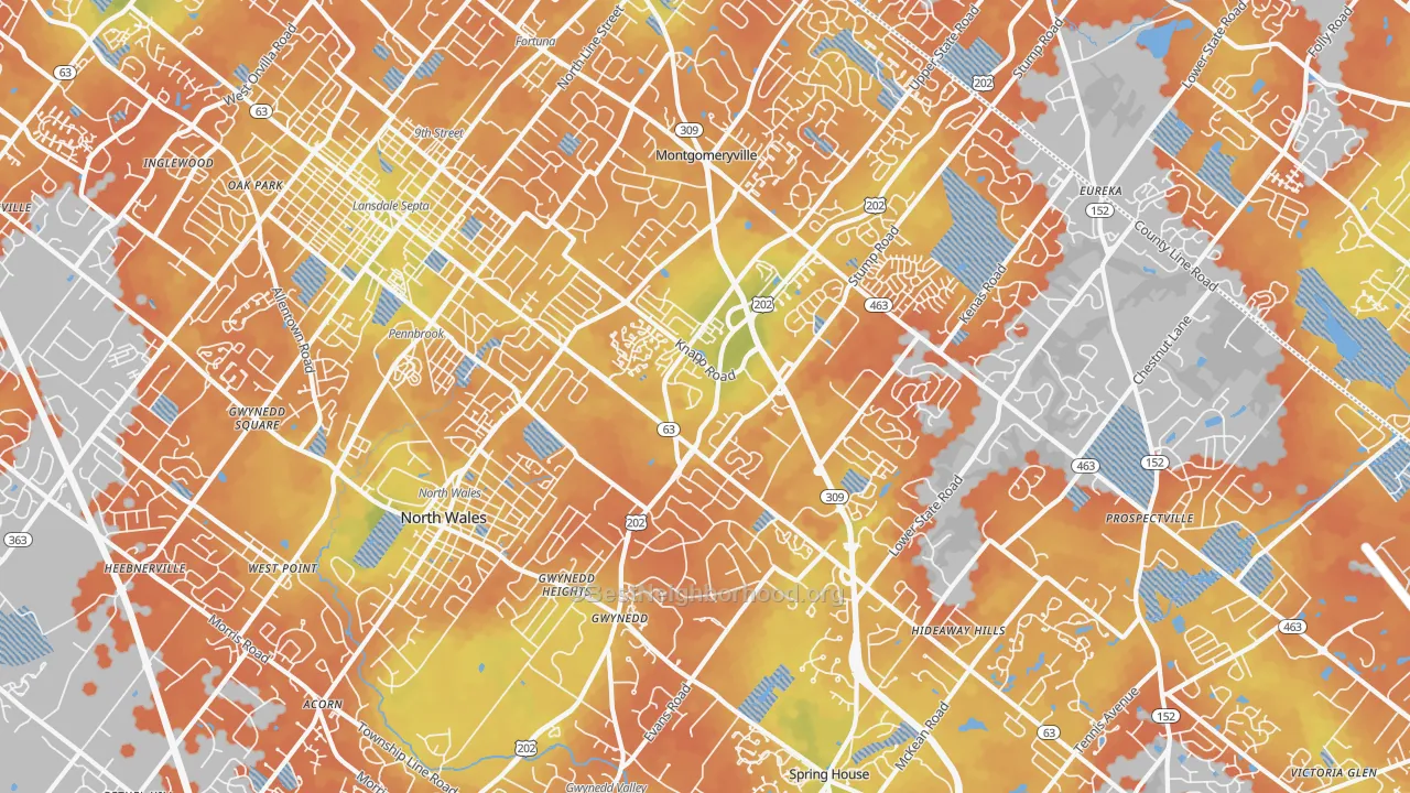 Bike Grade map of 19454, PA