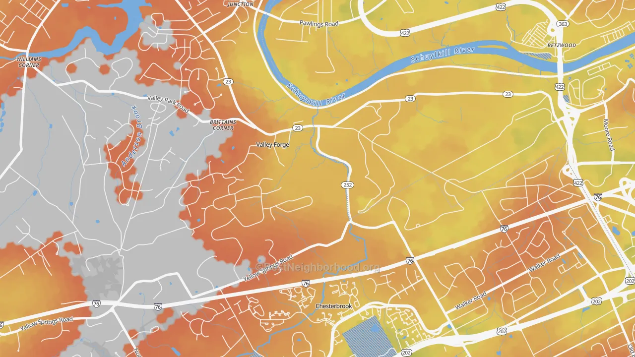 Bike Grade map of 19481, PA
