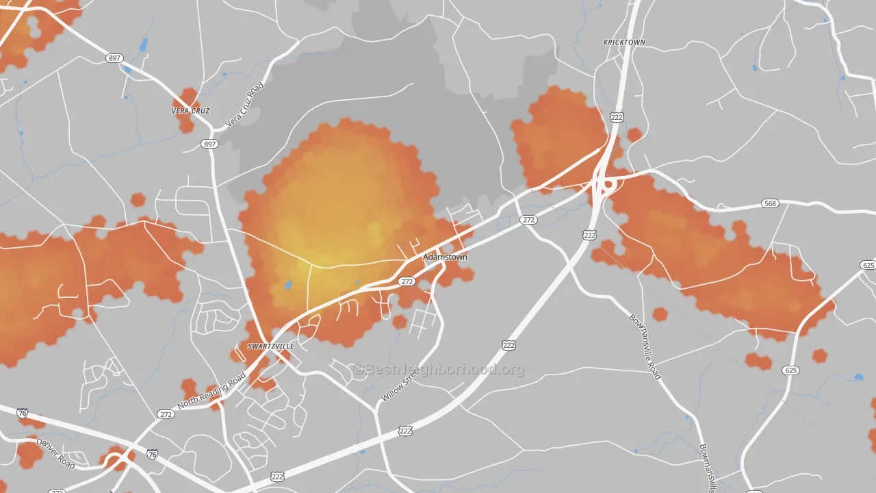 Bike Grade map of 19501, PA