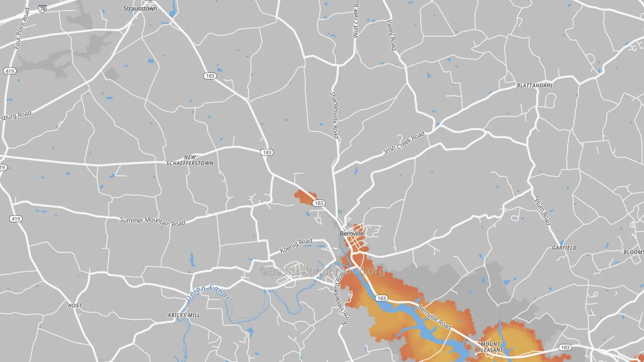 Bike Grade map of 19506, PA