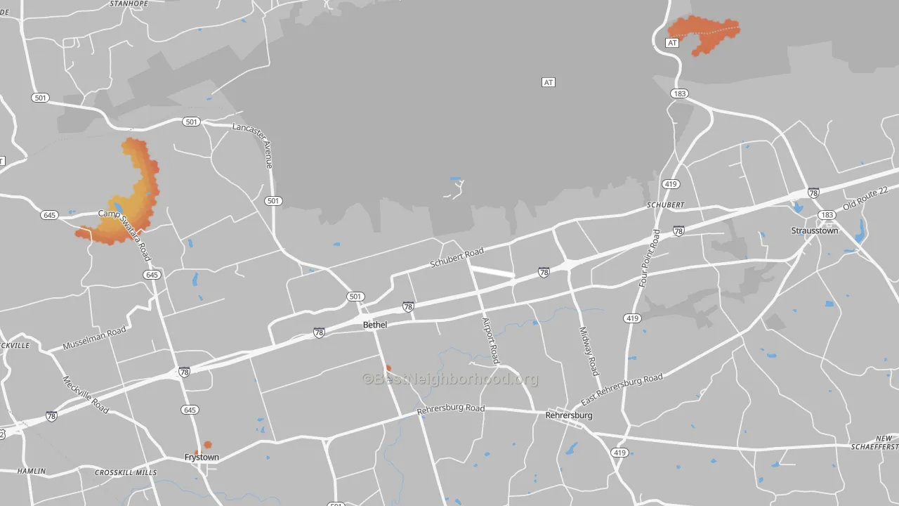Bike Grade map of 19507, PA