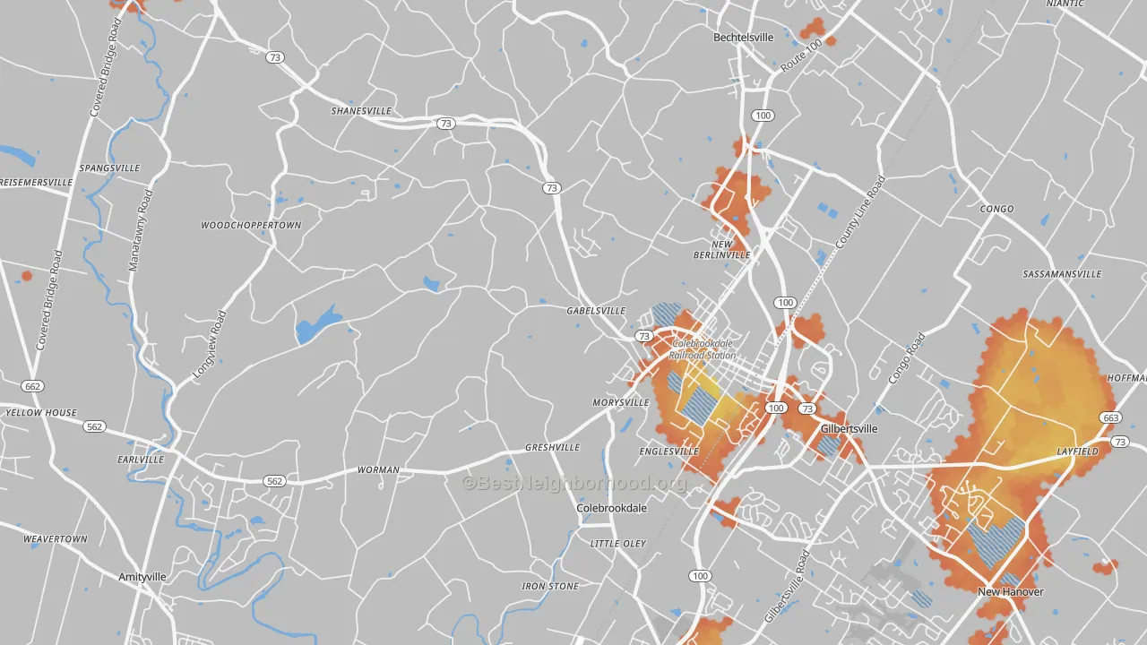 Bike Grade map of 19512, PA