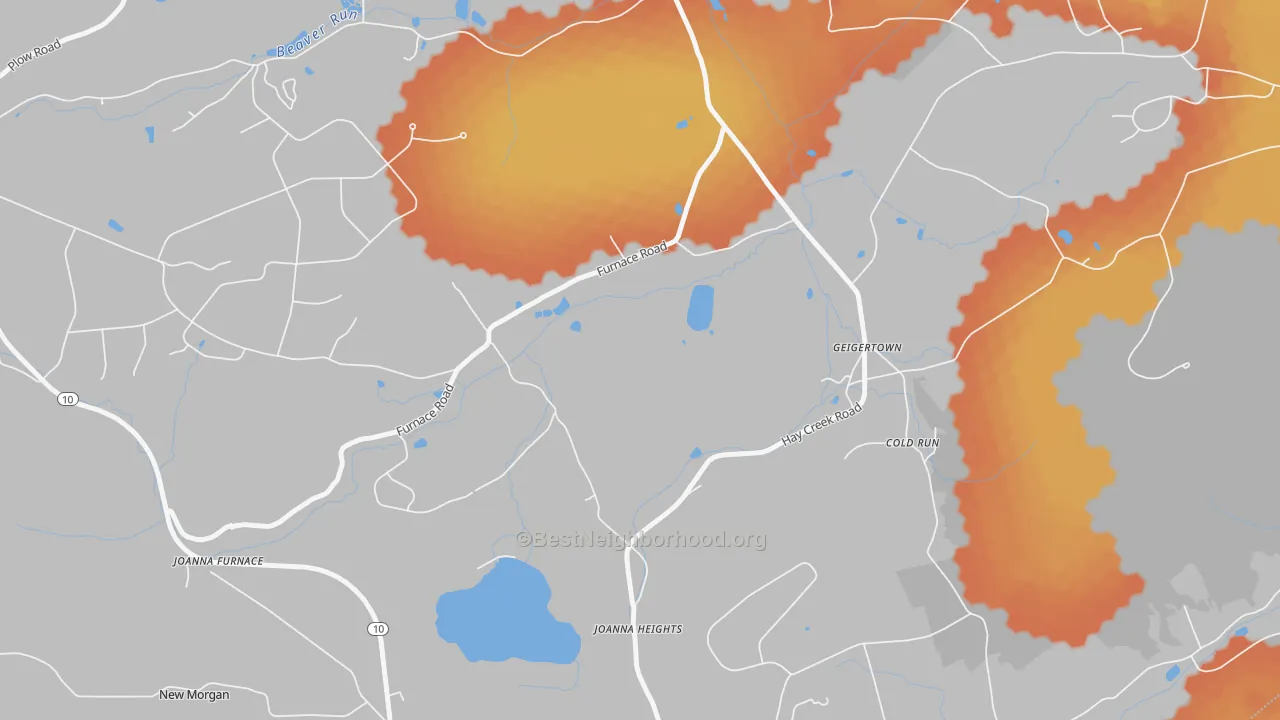 Bike Grade map of 19523, PA