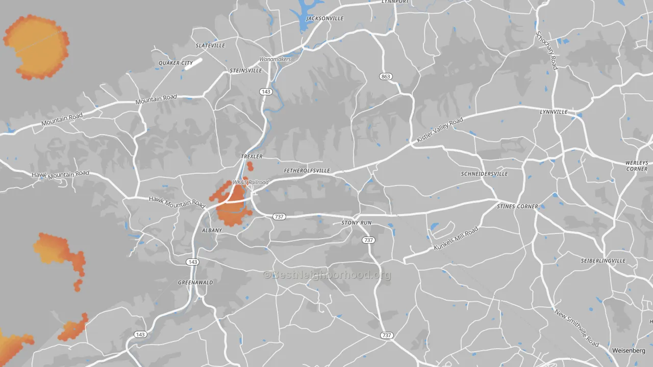 Bike Grade map of 19529, PA