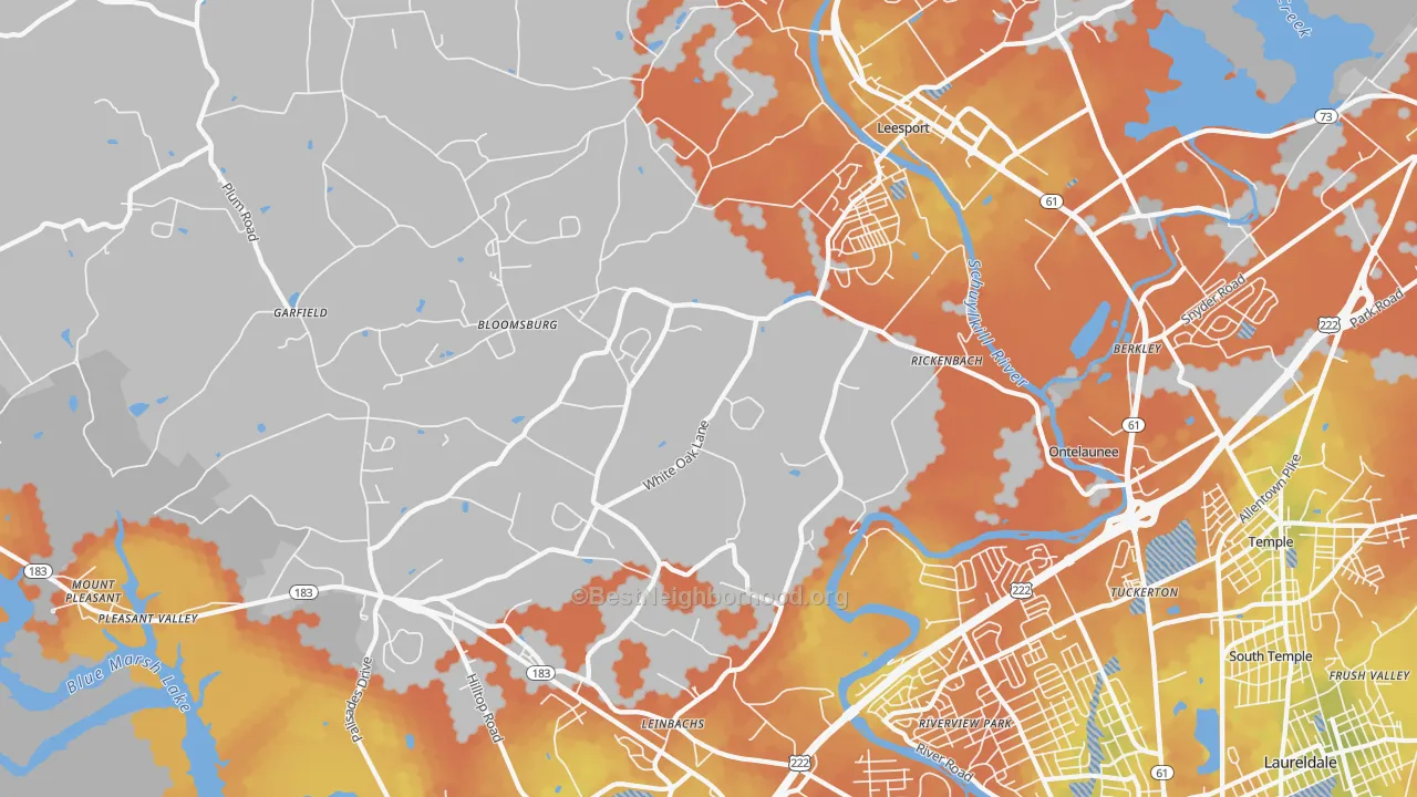 Bike Grade map of 19533, PA