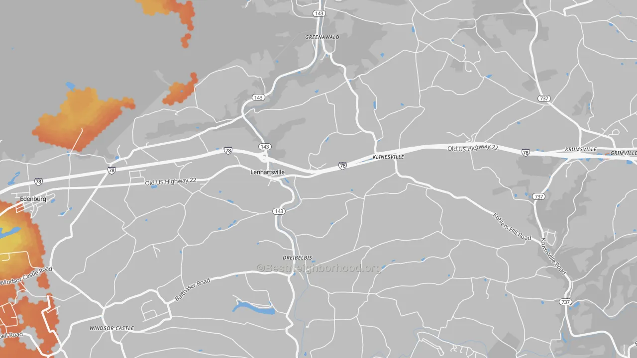 Bike Grade map of 19534, PA