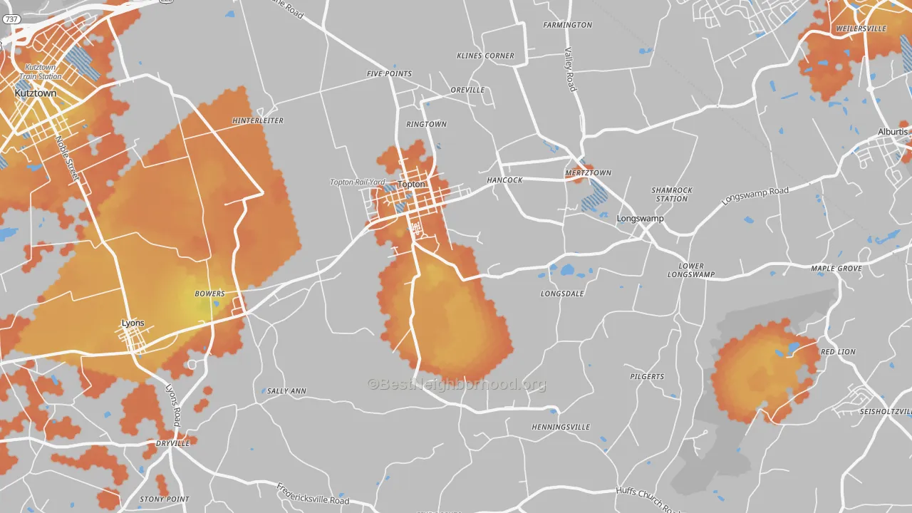 Bike Grade map of 19539, PA