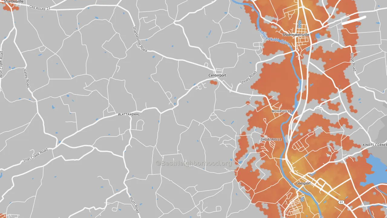 Bike Grade map of 19541, PA