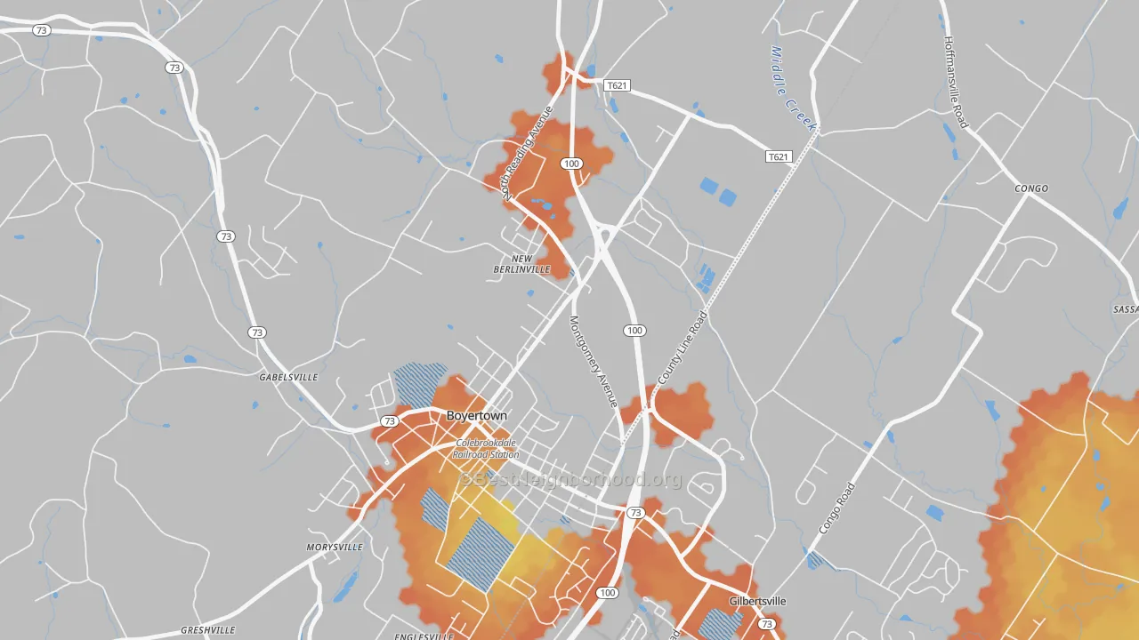 Bike Grade map of 19545, PA