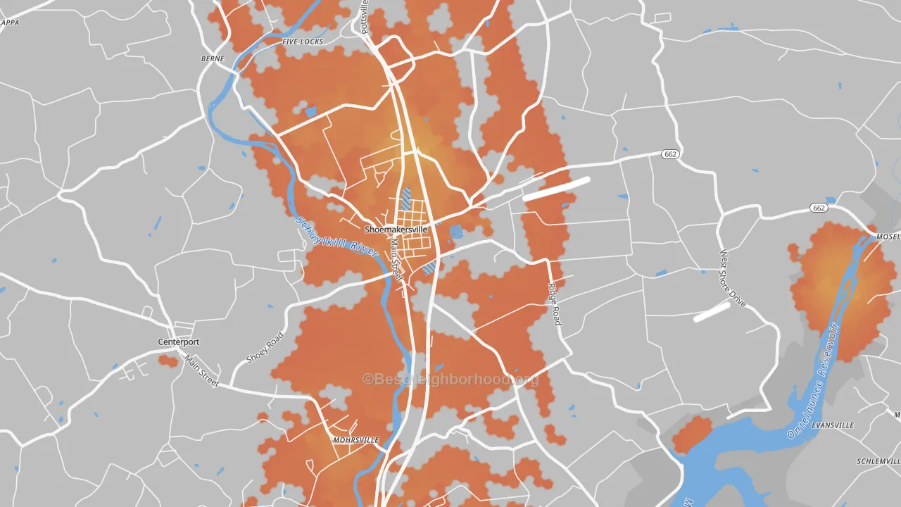 Bike Grade map of 19555, PA