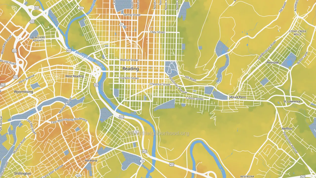 Bike Grade map of 19602, PA