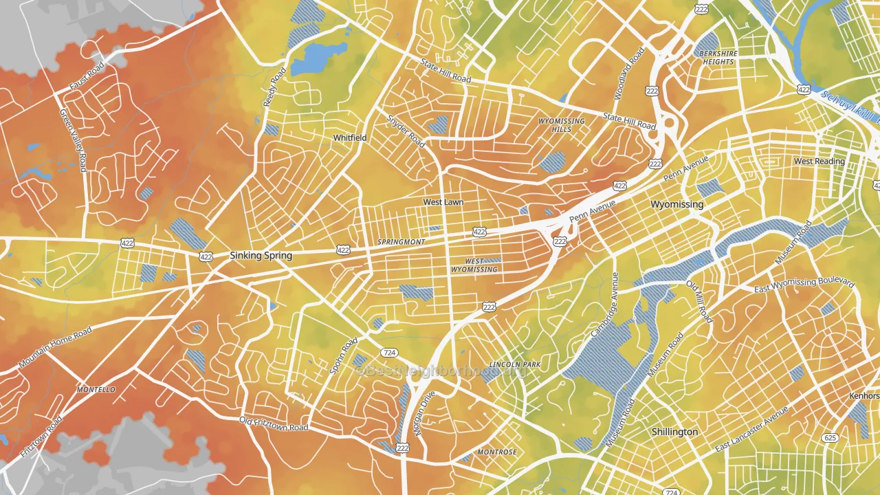 Bike Grade map of 19609, PA
