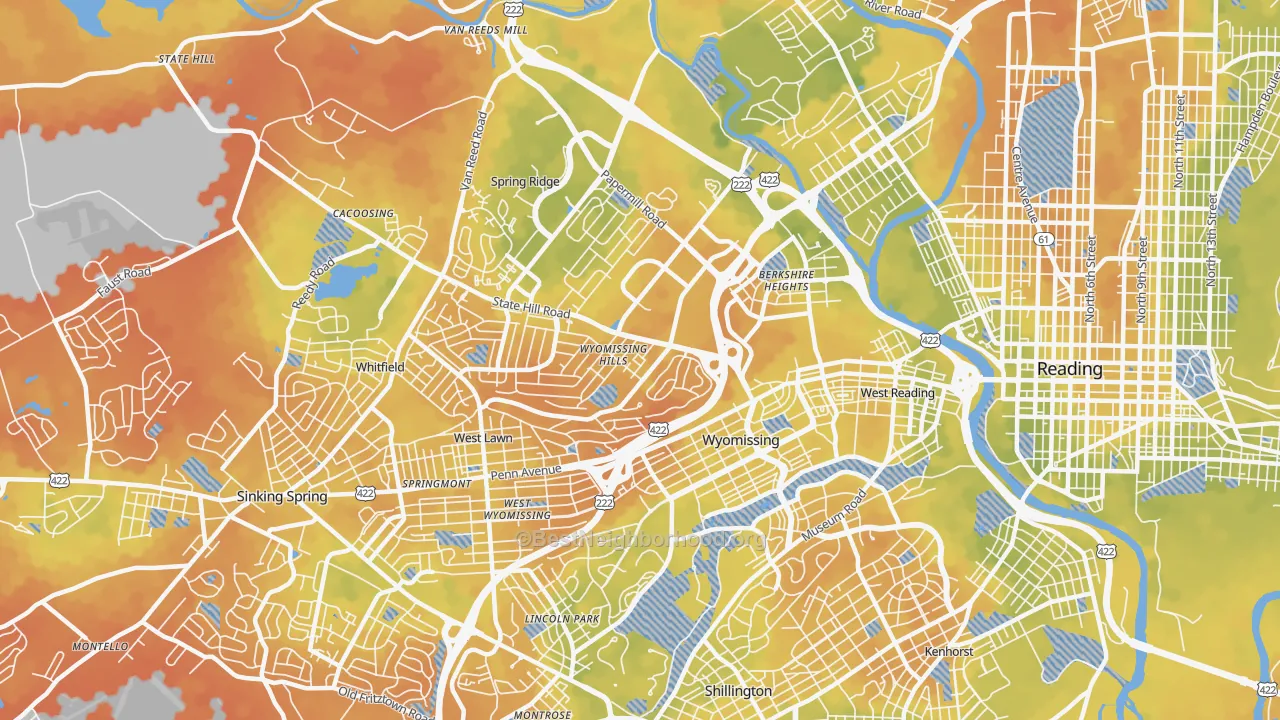 Bike Grade map of 19610, PA