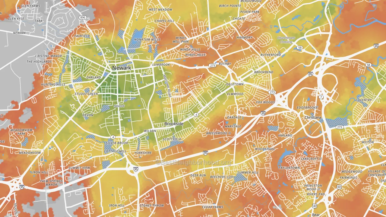 Bike Grade map of 19713, DE