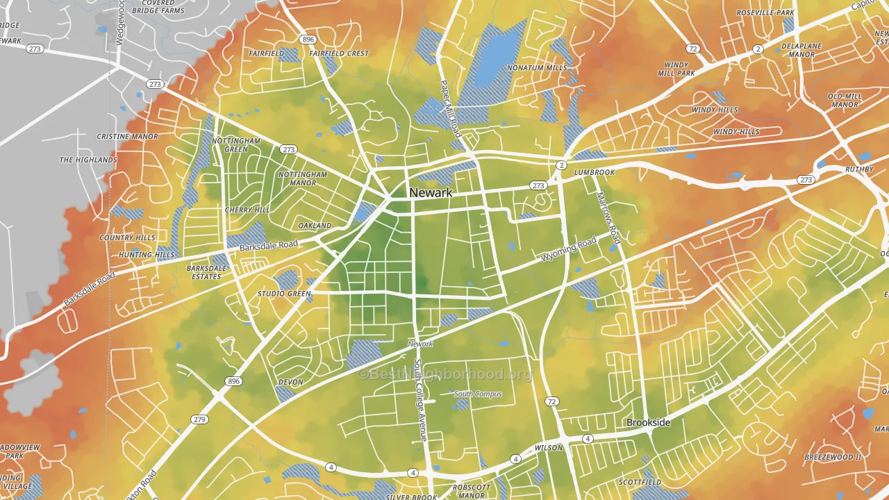 Bike Grade map of 19717, DE